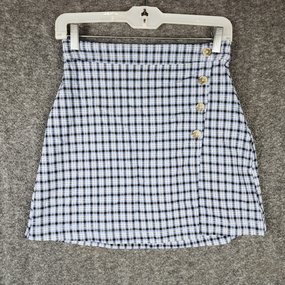 Hollister Mini Skirt Women Small Blue Plaid Ultra High-Rise Advanced Stretch